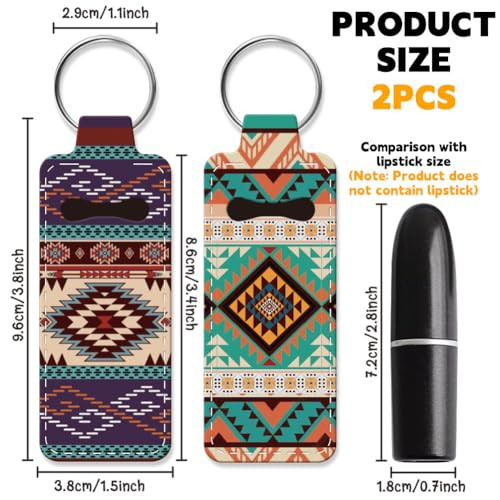 Olycraft 2Pcs Lipstick Holder Keychain Western Lip Balm Holders Elastic Diving Fabric Lipstick Keychains Portable Lipstick Holder Bags