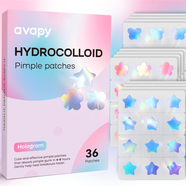 Avapy Pimple Patches For Face Cute Hydrocolloid Acne Patches Colorful Hologram Star Sport Stickers Zits And Blemish Pimple Patch With
