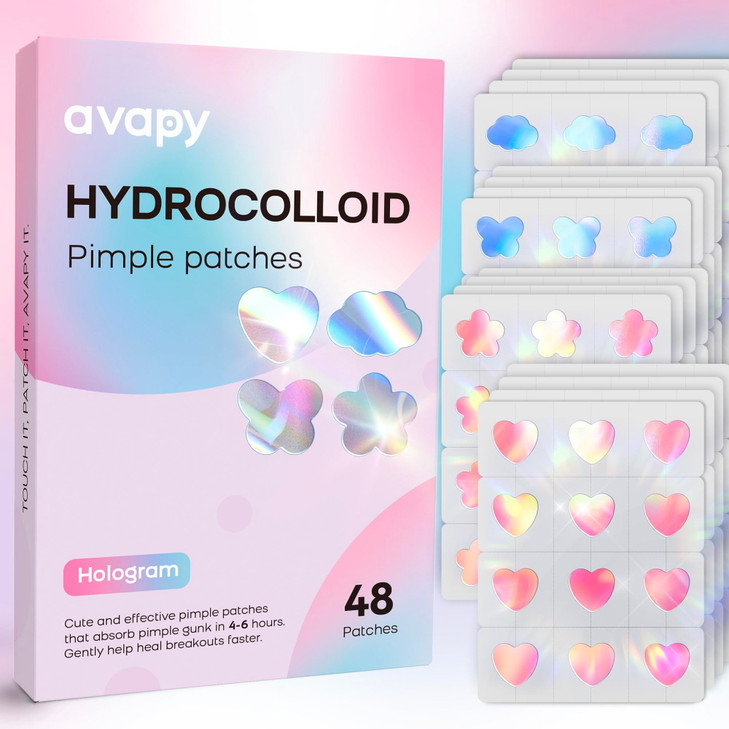 Avapy Pimple Patches For Face Cute Hydrocolloid Acne Patches Colorful Hologram Heart Sport Stickers Zits And Blemish Pimple Patch With