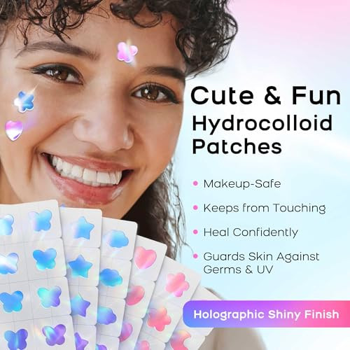 Avapy Pimple Patches For Face Cute Hydrocolloid Acne Patches Colorful Hologram Butterfly Sport Stickers Zits And Blemish Pimple Patch With