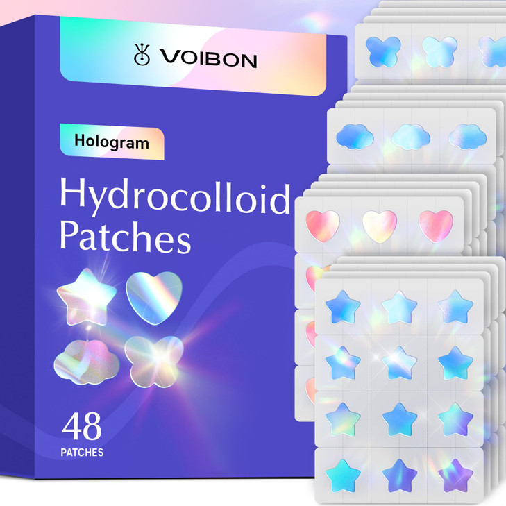 Voibon Hologram Pimple Patches For Face Cute Hydrocolloid Acne Patches Salicylic Acid And Tea Tree Colorful Star Spot Stickers Zits And