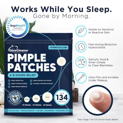 Pimple Patches 134 Ct 3 Sizes Hydrocolloid Acne Patches 5 Percent Niacinamide