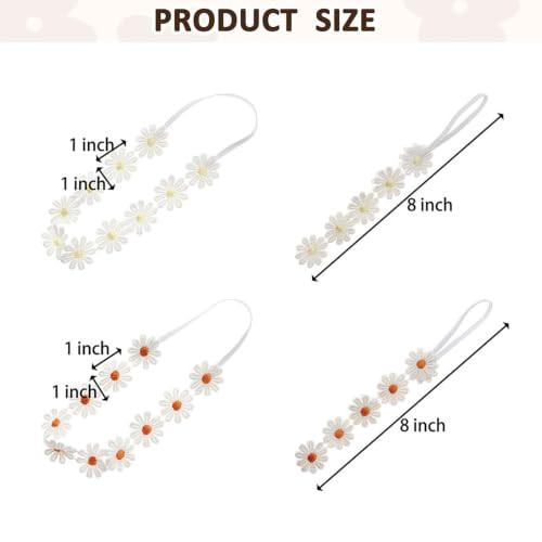 Nuosyi 4Pcs Baby Girls Daisy Flower Bows Headbands Spring Outdoor Hair Band Handmade Hair Accessories For Kids Toddlers Infants Newborn