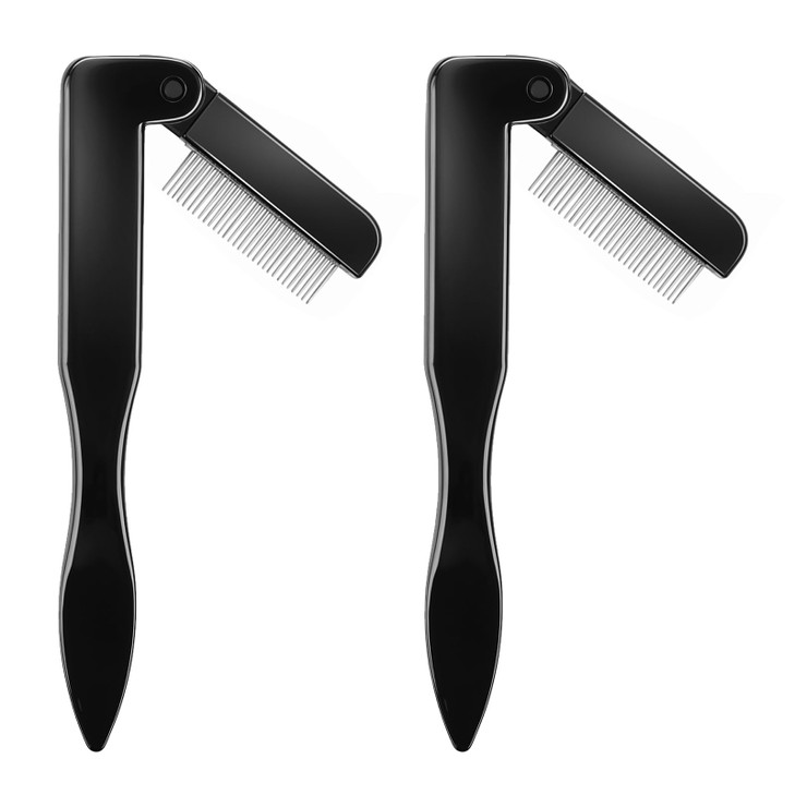 2Pcs Folding Eyelash Comb Stainless Eyelash Separator Teeth Eye Lash Separator Combs Eyelashs Makeup Brush Tool For Lash Eyelashes Eyebrow