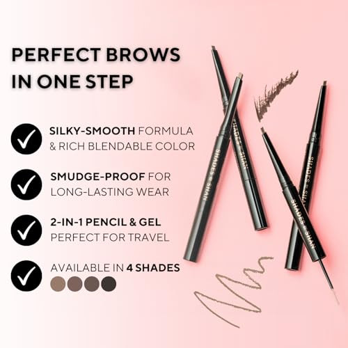 Shades By Shan Brow Duo Eyebrow Pencil And Clear Gel Professional Brow Defining And Setting Tool Dark Brown