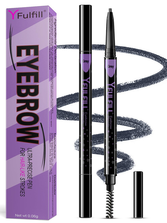 Yfulfill Gray Eyebrow Pencil For Older Women Soft Eyebrow Pencils For Women Grey Waterproof Eye Brow Pen For Gray Hair