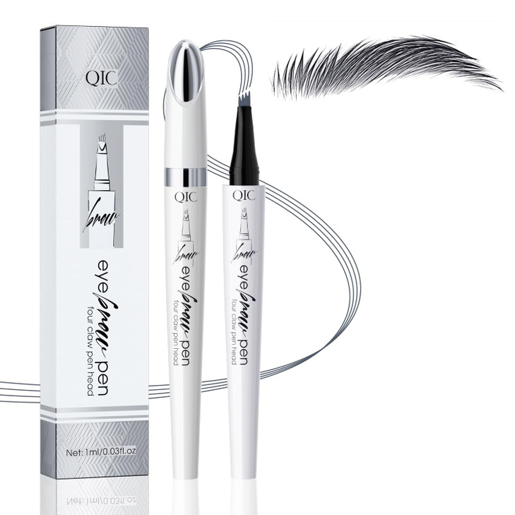 Qic Eyebrow Pen Lightweight Waterproof Microblading Eyebrow Pencil Smudge And Transfer Proof 4 Tip Brow Pen Grey