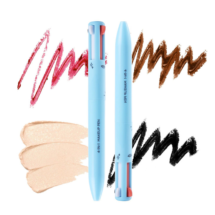 4 In 1 Multi Functional Makeup Pen 4 Colors All In One Makeup Pen With Eyeliner Eyebrow Lip Liner Highlighter Waterproof Long Lasting Touch