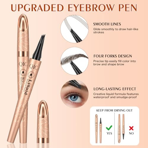 W3W Microblading Eyebrow Pencil For Women Waterproof Eyebrow Pen With 2 Fork Tip Eye Brow Pen Create Natural Hair Like Brows Brow Pencil For