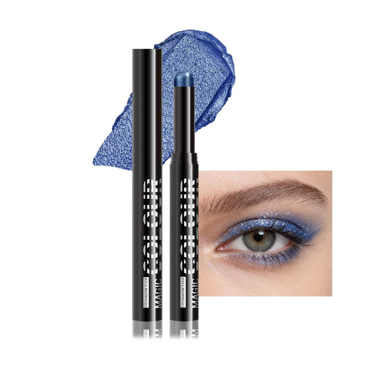 Hyesamyo Blue Eyeshadow Stick Long Lasting Waterproof Matte And Shimmer Cream Eyeshadow Pencil Easy Blend Soft Glide Makeup Kit For Women