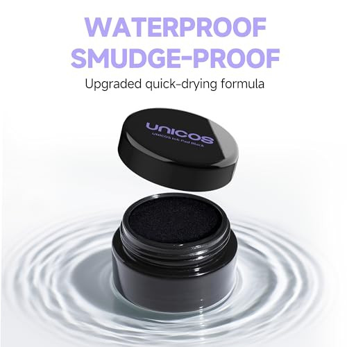 Unicos Lower Lash Stamp Ink Pad Long Wear Gel Eyeliner Waterproof And Smudge Proof Long Lasting Natural Look Easy To Use Black