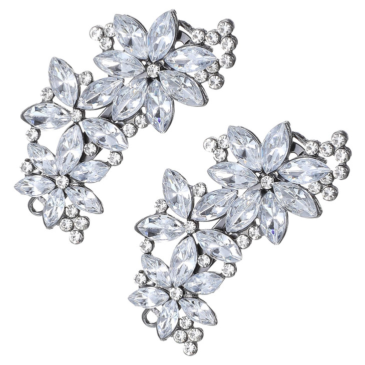 2 Pcs Rhinestone Hair Clips Silver Bling Crystal Hair Clips For Women Rhinestone Diamond Barrettes Sparkly Jeweled Formal Hairs Clip For