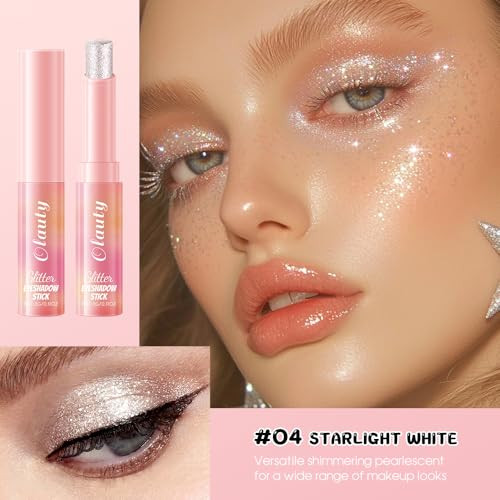 Ruidarh Crystal Jelly Glaze Eyeshadow Stick In Rosy Gem A Warm Pink Nude With Gold Shimmer Water Based Jelly Formula With Blending Brush