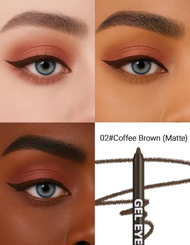 Erinde Waterproof Plum Brown Eyeliner Pencil Creamy Gel Waterline Eye Liner Pen Smooth Glide Long Lasting Waterproof Sharpenable And Smudge