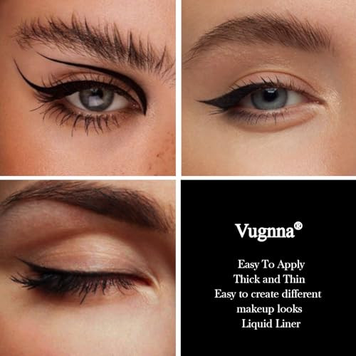 Vugnna Waterproof Liquid Eye Liner Stay Long Time Makeup With Fine And Thick By Both Sides Brush Tip Lasting Satin Finish Smudge Proof And