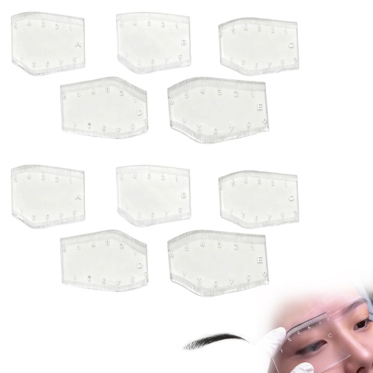 10 Piece Eyebrow Ruler Kit Eyebrow Designer Ruler Transparent Mapping Shaper Stencils For Precise Brow Shaping And Positioning