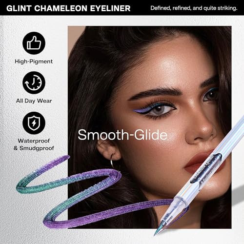Calailis Chameleon Liquid Eyeliner Purple Blue Liquid Glitter Eyeliner Glitter Eyeliners Waterproof Glitter Makeup Hcll01