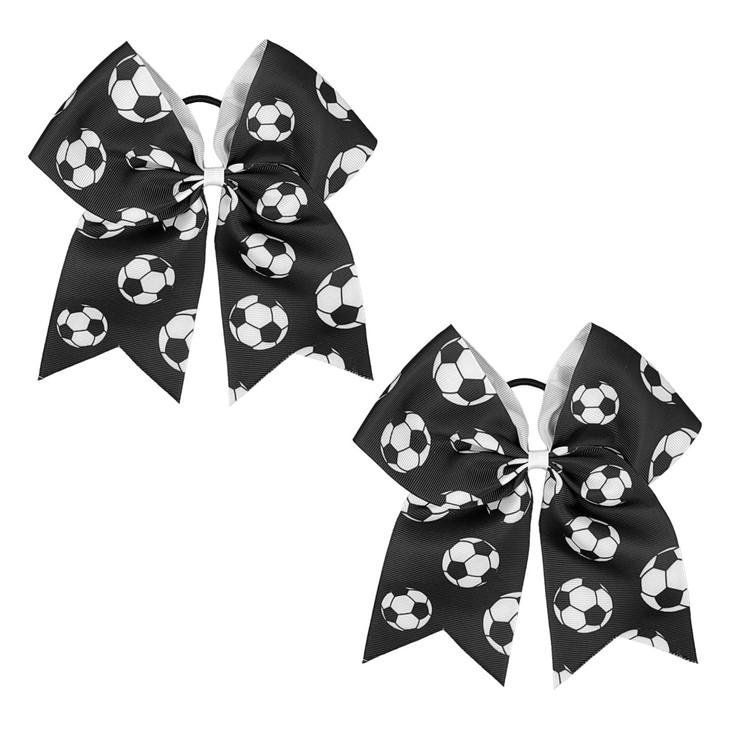 Totelux Soccer Cheer Bows Hair Ties Ponytail Holder Large Bow Hair Ropes Cheerleading Bows Elastic Hair Bands Football World Cup Hair
