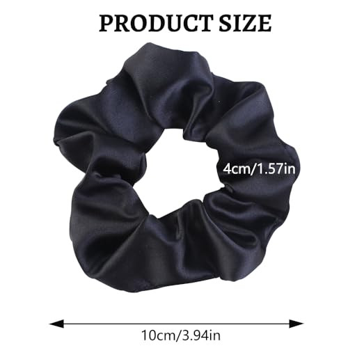 Satin Scrunchies For Women 5Pcs Black Hair Ties For Girls No Crease Frizz Free Soft Stylish Hair Accessories Gifts