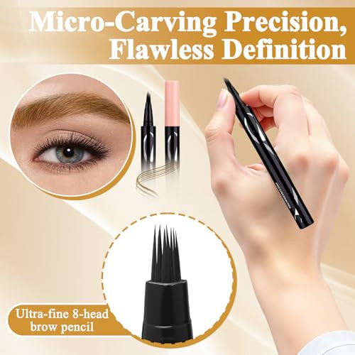 Dexspoeny Eyebrow Pen Microblading Precise Waterproof Eyebrow Pencils Multi Fork Precision Tip Makeup Pen Non Dry Out Last All Day Fine Tip