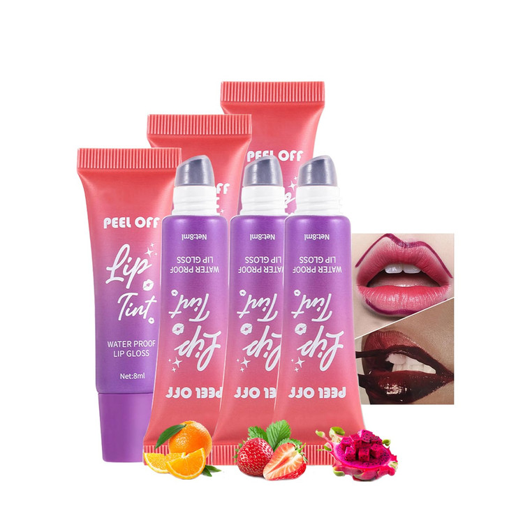 Aaiffey Peel Off Lip Stain Fruit Lip Tint Stain Peel Off Waterproof Lip Tattoo Gloss Matte Finish Non Stick Long Lasting Lip Liner Peel Off