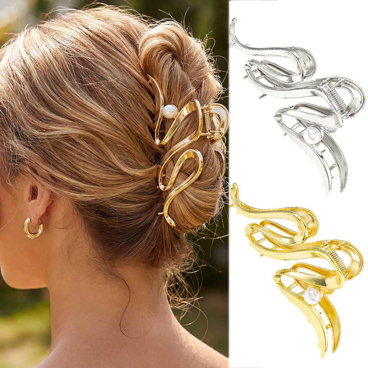 Kilshye Gold Claw Clips Metal Hair Clips Fancy Hair Accessories For Women Pack Of 2