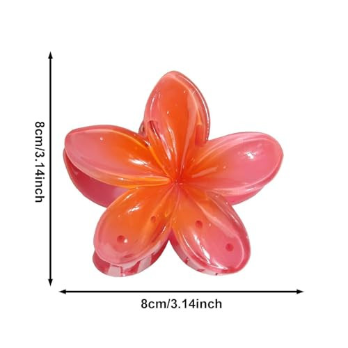 Red Flower Hair Claw Clips Hawaiian For Women Plumeria Claw For Thin Strong Hold Jaw Clip Clips For Girls Preppy Flower Hair Clip