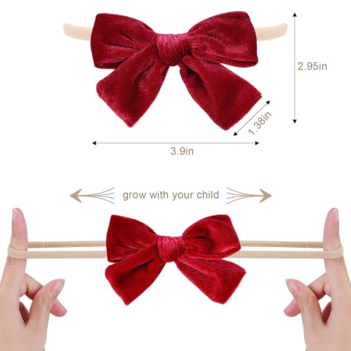 Phnydreg 3 Pcs 3.9In Velvet Bow Nylon Band Baby Bows Headband For Newborn Infant Toddler
