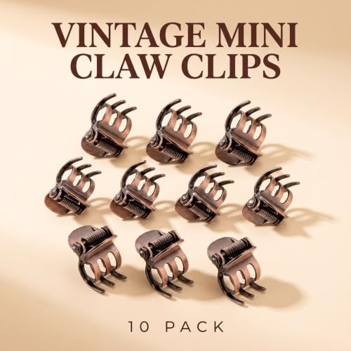 Goudogedc 10Pcs Mini Metal Hair Claw Clips For Women Mini Metal Hair Claw Clips Bronze Clamp Side Bangs Clip Hair Styling Tool Hairpins Hair