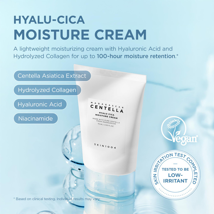 SKIN1004 Hyalu-Cica Moisture Cream, Valentine Gifts, Korean Face Moisturizer with Hyaluronic Acid, Centella Cream for Deep Hydration, Gel Moisturizer