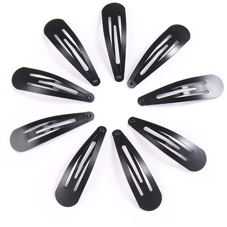 Black Snap Hair Clips 12 Pcs Hair Barrettes For Women 2 Inch