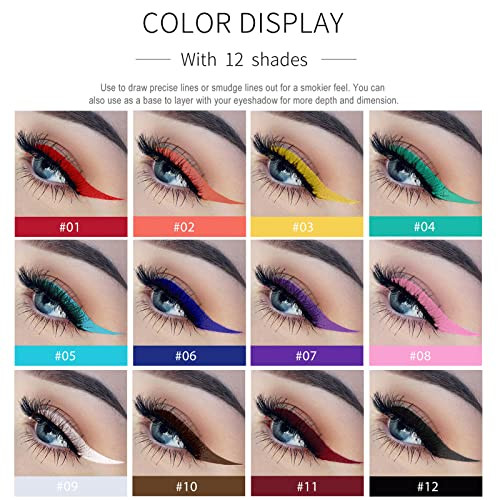 Dekrion Liquid Eyeliner Red Eyeliner Liquid Long Lasting Colored Eyeliners White Black Red Brown Green Purple Waterproof High Pigmented