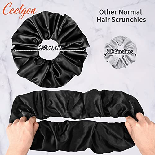9.5 Inch Silk Scrunchies Oversized Scrunchie Jumbo Scrunchies Giant Silk Scrunchie Extra Large Satin Thick Elastic Fluffy Hair Ties For