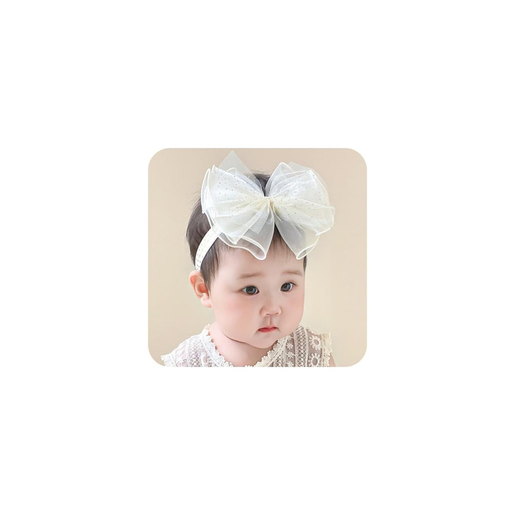 Rannyrena Cute Lace Bow Baby Girls Headbands White Knot Headband Soft Chiffon Hair Band For Newborn Infant Toddler Kids Hair Accessories