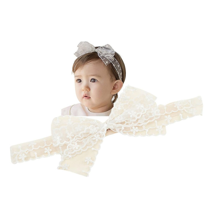 Rannyrena Lace Flower Bow Knot Baby Girls Headband Birthday Infant Wrap Elastic Baby Turban Hairband For Newborn Infant Toddler Kids Style 9