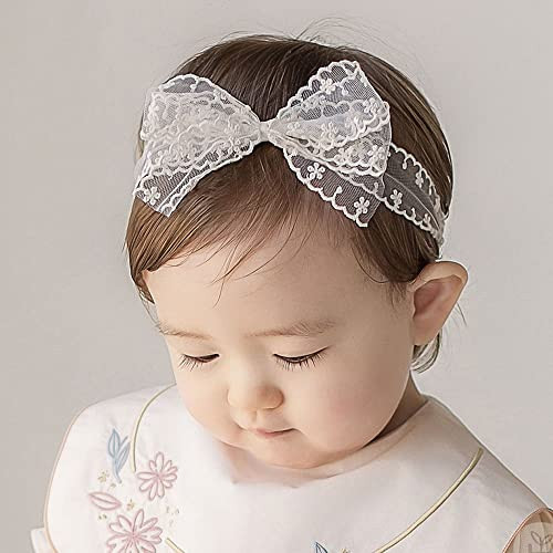 Rannyrena Lace Flower Bow Knot Baby Girls Headband Birthday Infant Wrap Elastic Baby Turban Hairband For Newborn Infant Toddler Kids Style 9