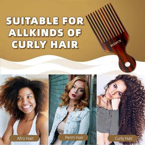 Kahem Wide Tooth Pick Comb For Long Thick Curly Hair 6.89 Inch Detangling And Lifting Comb For Women And Men S Hair Styling