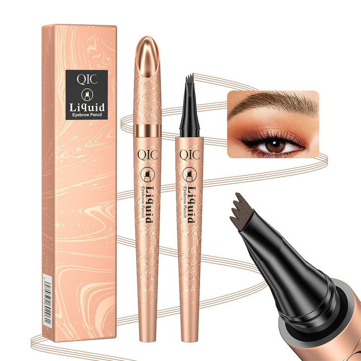 Light Brown 4 Point Micro Fork Tip Eyebrow Pencil Smudge Proof Portable 01