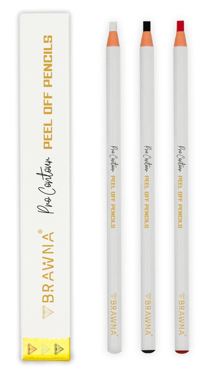 Brawna Pro Peel Off Mapping Pencils 3 Pack White Black And Red