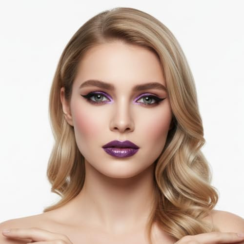 Onarisae Waterproof Eyeliner Metallic Satin Finish Liquid Eye Liner Pencil Colorful High Pigmented Shimmer Purple
