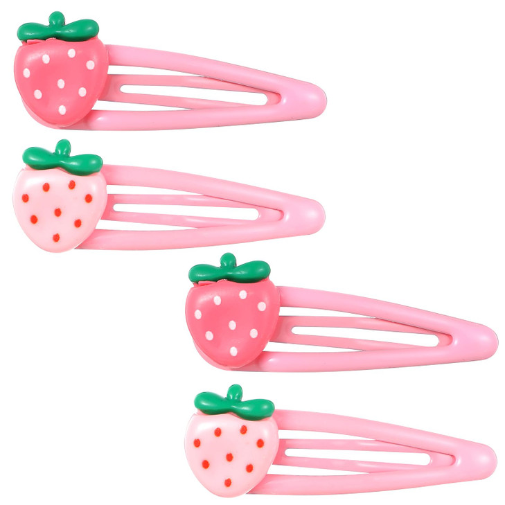 Strawberry Hair Clips Mabor 4Pcs Snap Pink Hair Clips