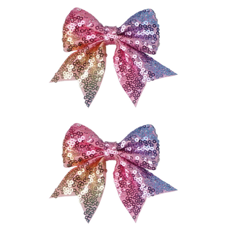 Xansema 2Pcs 3 Inch Sequins Hair Bows For Girls Sparkling Bows Alligator Hair Clip Hair Barrettes Accessories For Women Teens Girls Kids