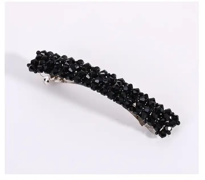 Black Rhinestone Hair Clips For Women Handmade Metal Barrettes With Crystal Accents Elegant Non Slip Hair Holders For Bridal Party And Daily