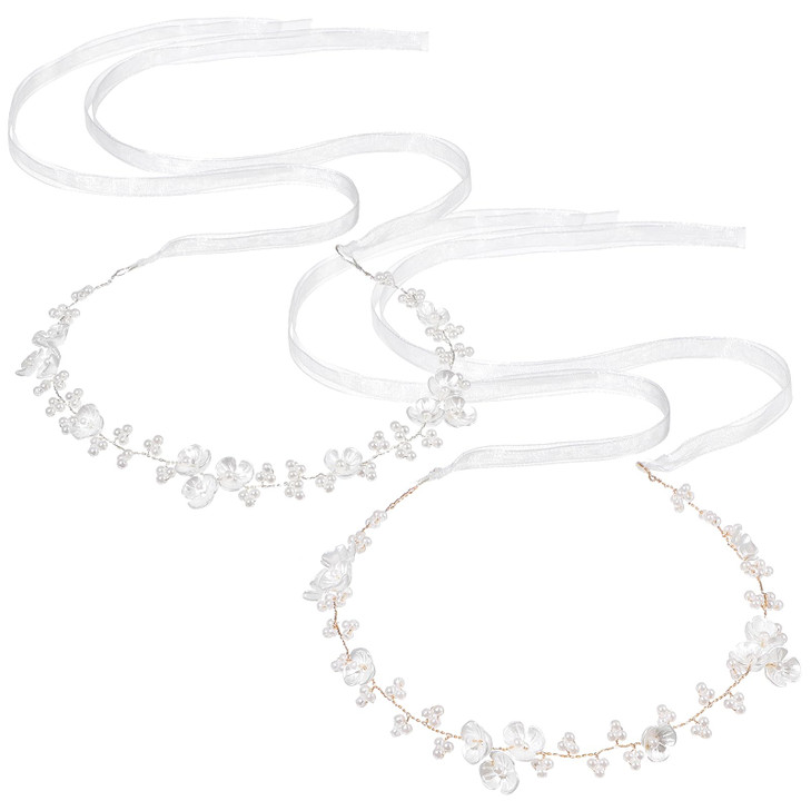 Mbaiyo 2Pcs Flower Girl Hair Accessory Pearl Flower Girl Headpiece