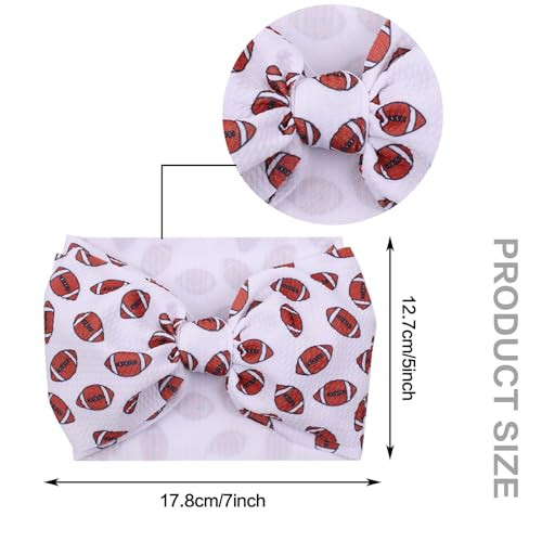 Ulodjfn Football Bow Baby Girl Headbands Wide Newborn Football Headband Bows Infant Headbands Baby Football Outfit Sports Hair Accessories