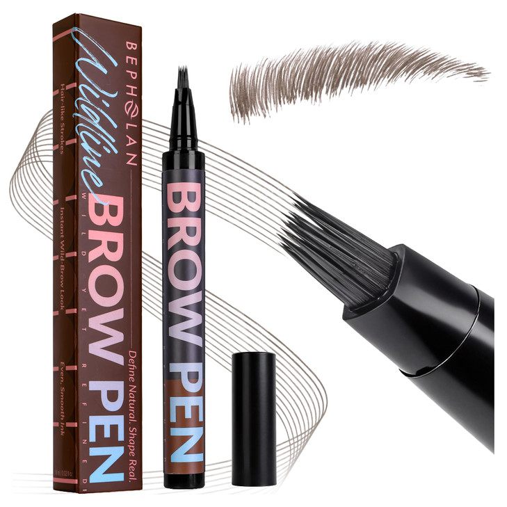 Bepholan 4D Liquid Eyebrow Pen Waterproof Smudge Proof Brow Pencil Long Lasting Natural Hair Like Strokes Precise Brush Tip For Fuller And