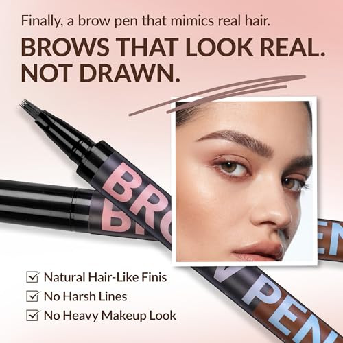 Bepholan 4D Liquid Eyebrow Pen Waterproof Smudge Proof Brow Pencil Long Lasting Natural Hair Like Strokes Precise Brush Tip For Fuller And