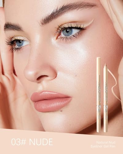 Waterproof Nude Waterline Eyeliner Gel Pencil 1Pcs Eyeliner Gel Smudge Proof Cream Gel Eye Liner Brightener Pencil With Sharpener Long Stay