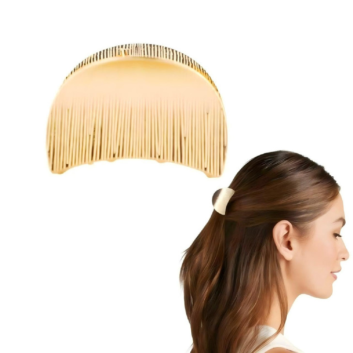 Vin Age Gold Brushed Metal Claw Clip For Women Small Gold Shell Non Slip Moon Shape Jaw Clip Fancy Minimalist Hair Styling Accessory For