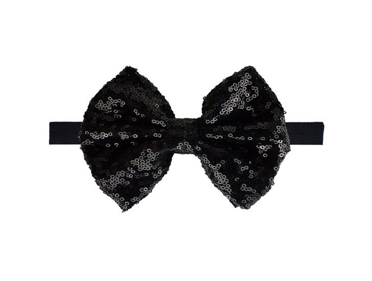 Koolgil Baby Girl S Lovely Sequins Bowknot Headband Toddler Hairband For Photography Travel Party Festivals Black One Size